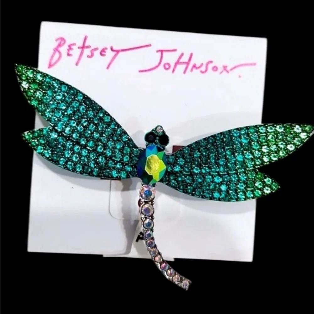 BETSEY JOHNSON Garden Glam Aurora Borealis Crystal Studs Dragonfly Ring NEW NWT